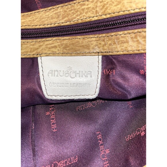 Anuschka Hand Painted Art Leather Tiger Leopard Hibiscus Satchel Purse W/Coin - Picture 13 of 16